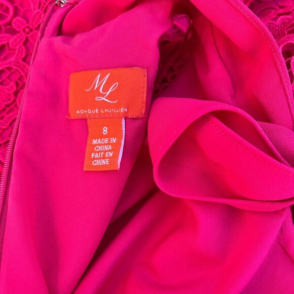 NWT ML Monique Lhuillier Lace Midi Red 
Trumpet Dress|size 8. - Picture 3 of 12